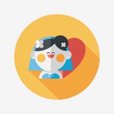 Gelinin düz ikonu, uzun gölgeli, eps10