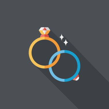 Uzun gölgeli çift elmas yüzük ikonu, eps10