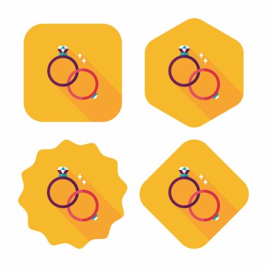 Uzun gölgeli çift elmas yüzük ikonu, eps10