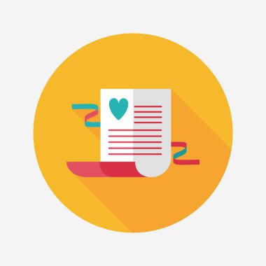 düğün davetiyesi düz simgesi ile uzun gölge, eps10