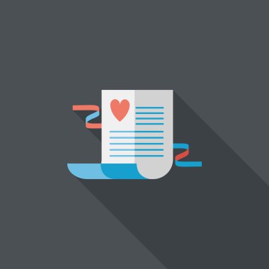 düğün davetiyesi düz simgesi ile uzun gölge, eps10