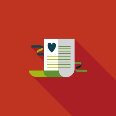 düğün davetiyesi düz simgesi ile uzun gölge, eps10