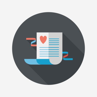 düğün davetiyesi düz simgesi ile uzun gölge, eps10