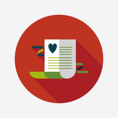 düğün davetiyesi düz simgesi ile uzun gölge, eps10