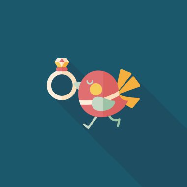 kuş uzun gölge, eps10 ile elmas yüzük düz simgesi ile düğün