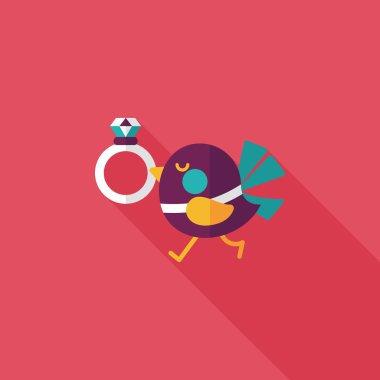 kuş uzun gölge, eps10 ile elmas yüzük düz simgesi ile düğün