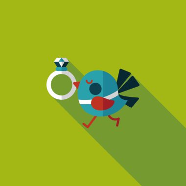 kuş uzun gölge, eps10 ile elmas yüzük düz simgesi ile düğün