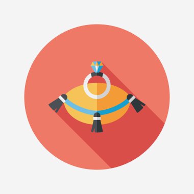 Elmas yüzük düz simgesi ile uzun gölge, eps10 teklif