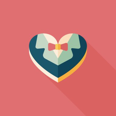 Düğün damat takım elbise uzun sha ile çerezleri düz simgesi kutu şeklinde