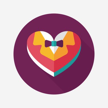 Düğün damat takım elbise uzun sha ile çerezleri düz simgesi kutu şeklinde