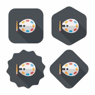 Resim paleti uzun gölge, eps 10 ile boya fırçası düz simgesi ile