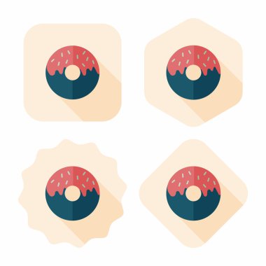 Donut düz simgesi ile uzun gölge, eps10