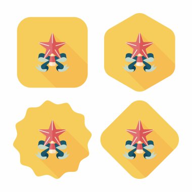 Noel yıldız düz simgesi ile uzun gölge, eps10