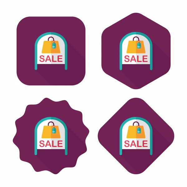 Shopping store sale sign flat icon with long shadow,eps10 — Stock Vector