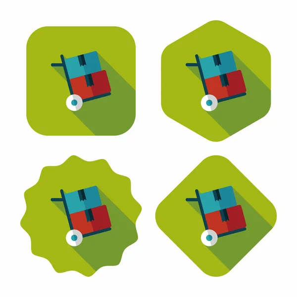 Winkelen behandeling trolley platte pictogram met lange schaduw, eps10 — Stockvector