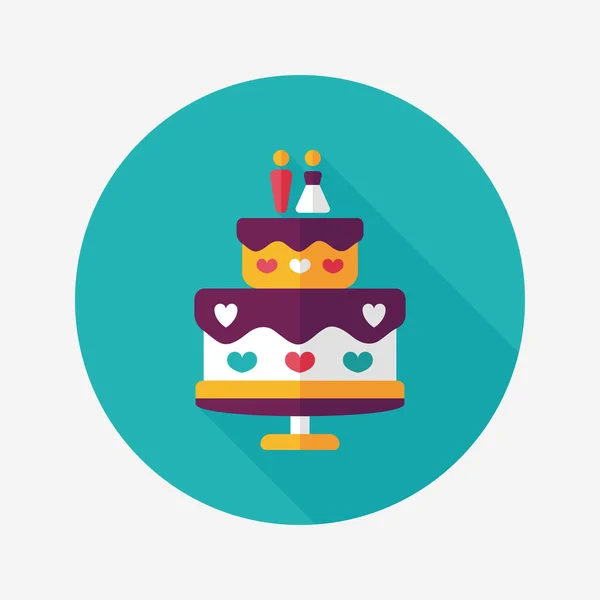 Pastel de boda icono plano con sombra larga, eps10 — Vector de stock