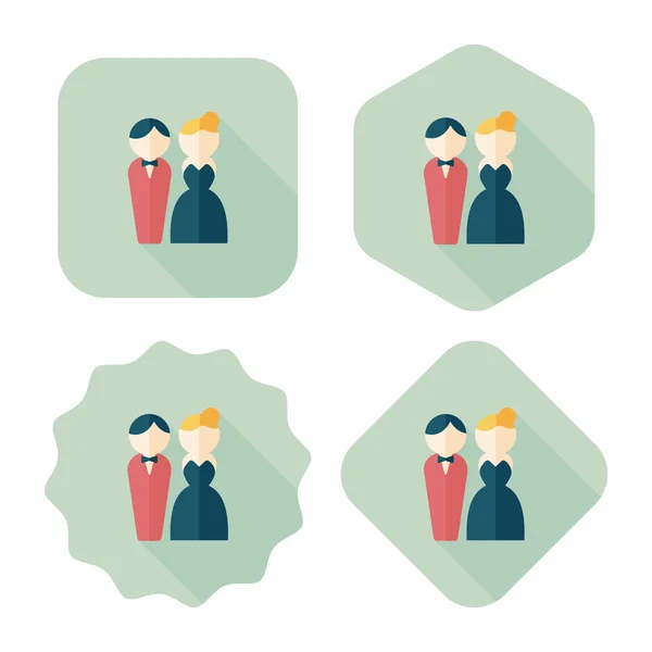 Pareja de boda icono plano con sombra larga, eps10 — Vector de stock