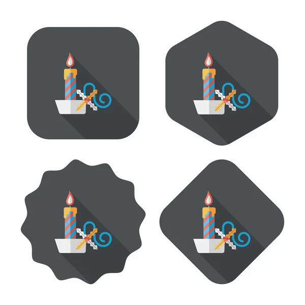 Christmas candle flat icon with long shadow, eps10 — стоковый вектор