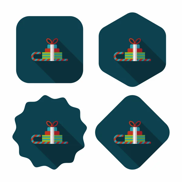 Panier cadeau traîneau de Noël icône plate avec ombre longue, eps10 — Image vectorielle