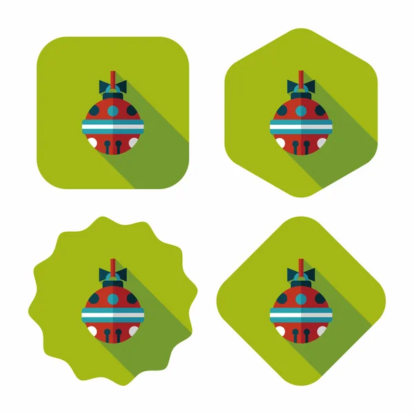 Kerstmis bal platte pictogram met lange schaduw, eps10 — Stockvector