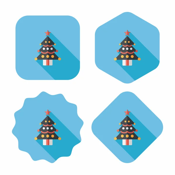 Arbre de Noël icône plate avec ombre longue, eps10 — Image vectorielle