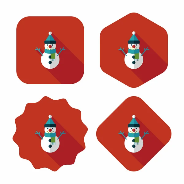 Snowman flat icon with long shadow,eps10 — Stock Vector