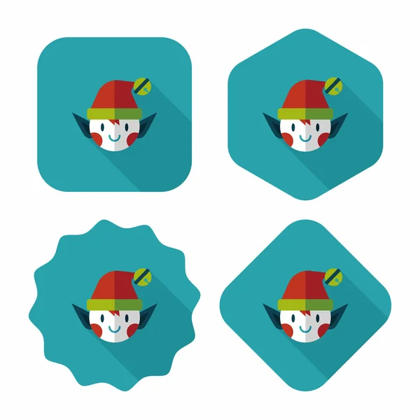 Christmas elf flat icon with long shadow,eps10 — Stock Vector