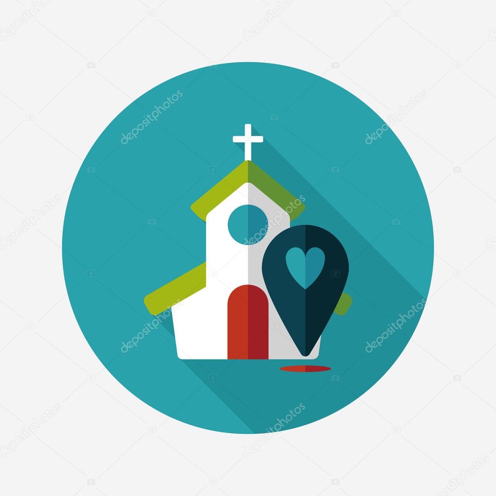 wedding church flat icon with long shadow,eps10