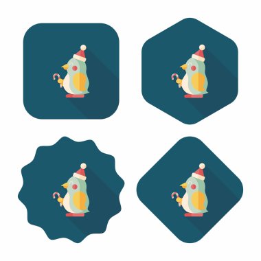 penguen düz simgesi ile uzun gölge, eps10