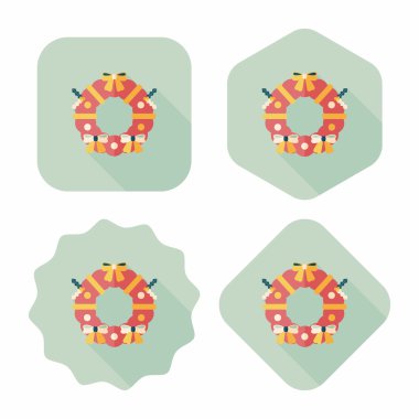 Uzun Gölge, eps10 ile Noel holly çelenk düz simgesi