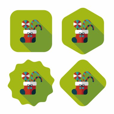 calcetín de Navidad icono plana con sombra, eps10