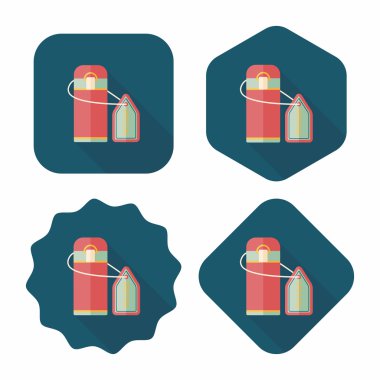 Uzun Gölge, eps10, sıcak su şişesi ile vakum flask düz simgesi