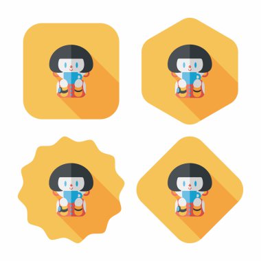 Bayan uzun gölge, eps10 düz simgesiyle kahve içme