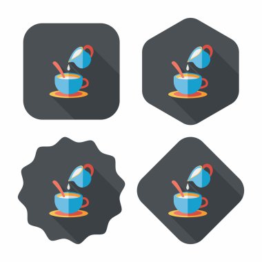 sıcak süt krem kahve düz simgesi ile uzun gölge, eps10