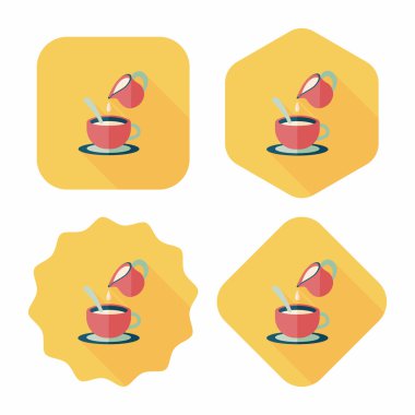 sıcak süt krem kahve düz simgesi ile uzun gölge, eps10