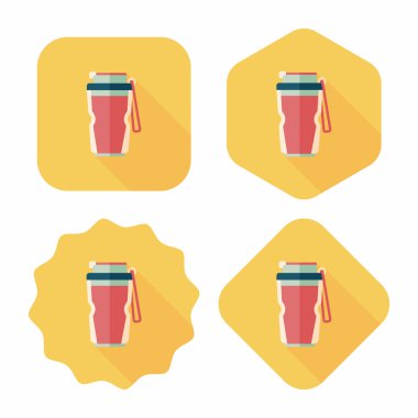 Uzun Gölge, eps10, sıcak su şişesi ile vakum flask düz simgesi