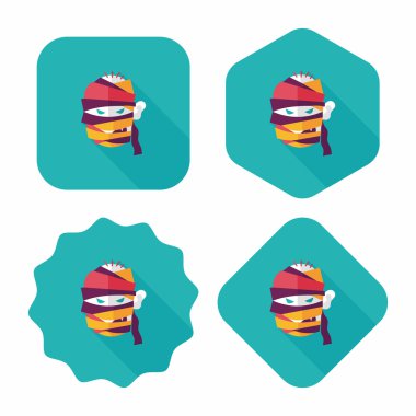 Cadılar Bayramı mumya düz simgesi ile uzun gölge, eps10