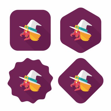 Cadı şapkası düz simgesi ile uzun gölge, eps10