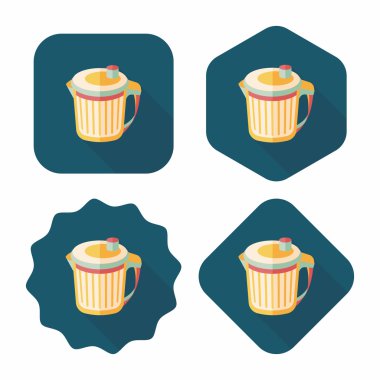 Uzun Gölge, eps10 ile mutfak eşyaları çöp düz simgesi