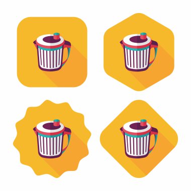 Uzun Gölge, eps10 ile mutfak eşyaları çöp düz simgesi