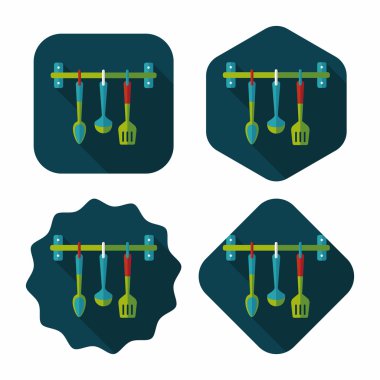 Uzun Gölge, eps10 ile mutfak eşyaları spatula düz simgesi