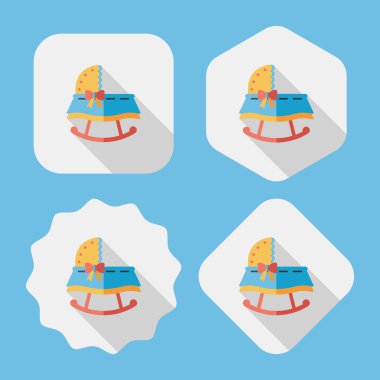 Bebek beşik yatak düz simgesiyle uzun gölge, eps10