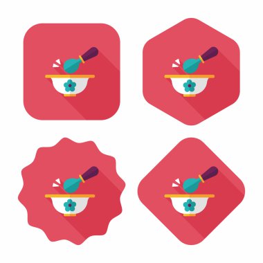 Bebek gıda kase düz simgesiyle uzun gölge, eps10