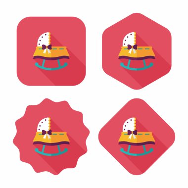 Bebek beşik yatak düz simgesiyle uzun gölge, eps10