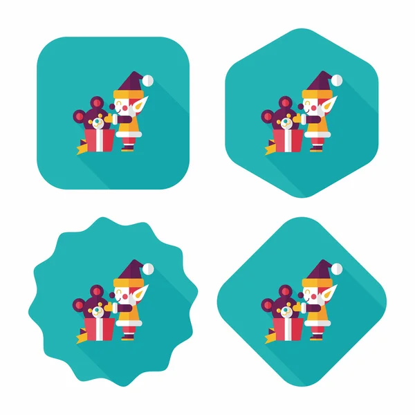 Kerstmis elf platte pictogram met lange schaduw, eps10 — Stockvector