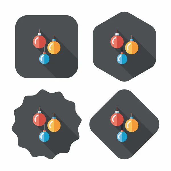 Icône plate boule de Noël avec ombre longue, eps10 — Image vectorielle