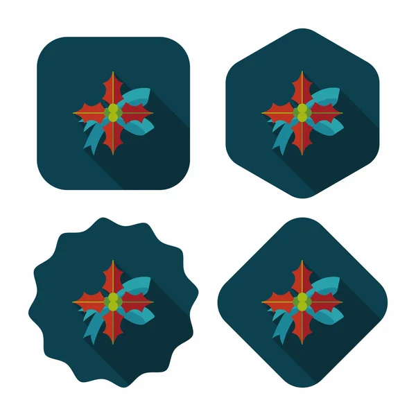 Poinsettia platte pictogram met lange schaduw, eps10 — Stockvector