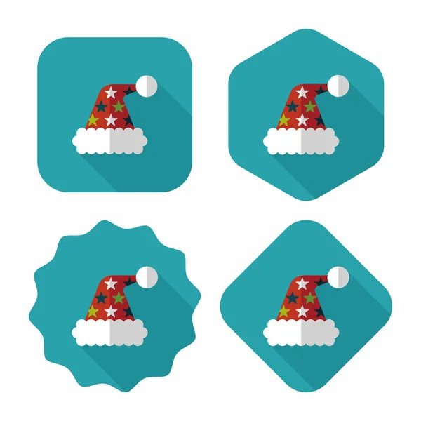 Christmas hat platte pictogram met lange schaduw, eps10 — Stockvector