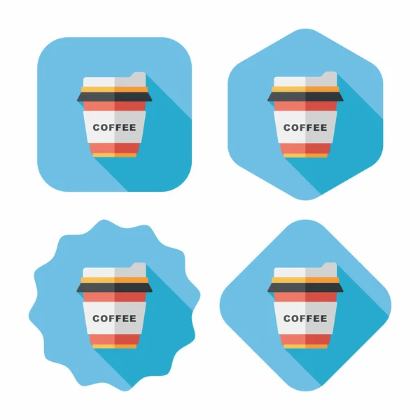 Kaffee zum Mitnehmen flache Ikone mit langem Schatten, Eps10 — Stockvektor