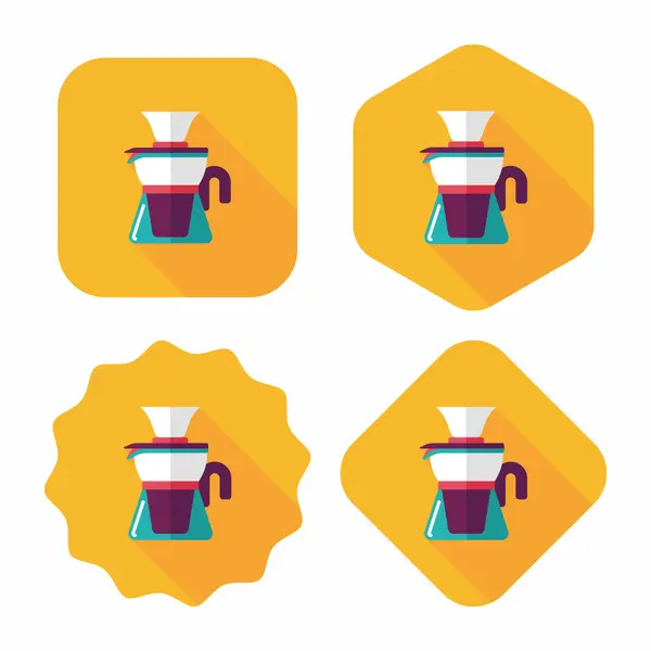 Koffie waterkoker platte pictogram met lange schaduw, eps10 — Stockvector